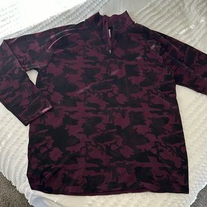 UNRL Golf Rival Knit Maroon Camo 1/4 Zip Pullover - Size: L